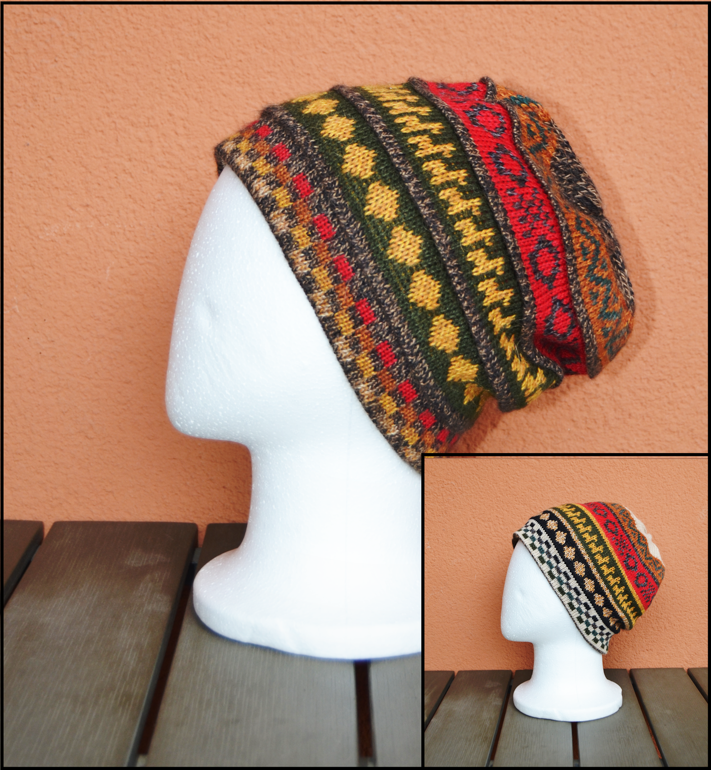 Alpaca Chullo Double-Sided Reversible Baby Alpaca Winter Hat with Earflaps