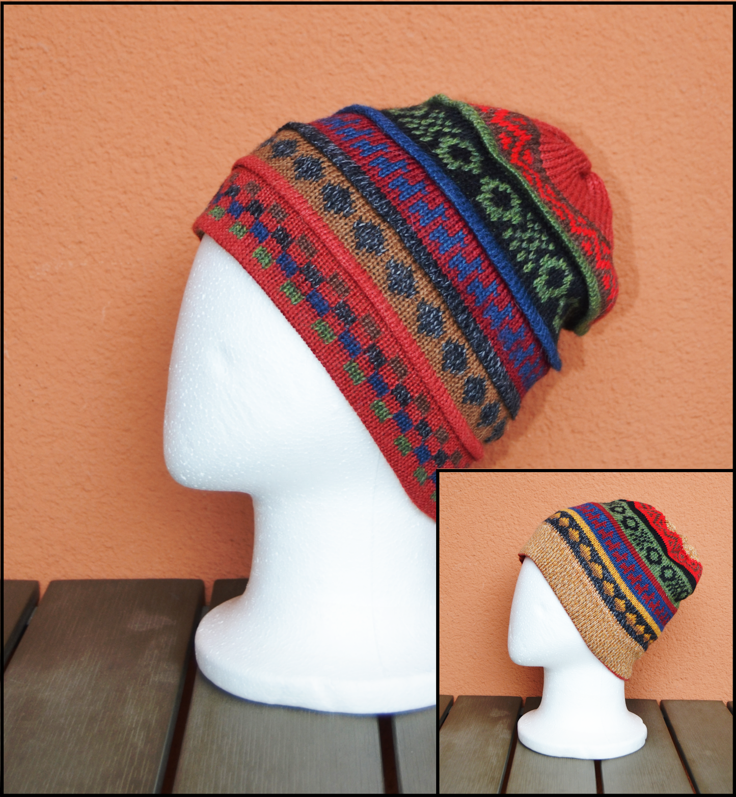 Alpaca Chullo Double-Sided Reversible Baby Alpaca Winter Hat with Earflaps